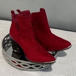 Journee Collection Burgundy Suede Ankle Boots